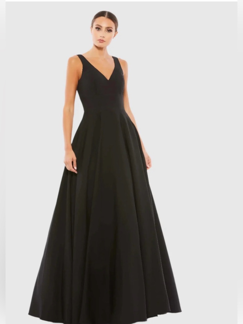 Mac Duggal Black V-Neck A-Line Evening Gown